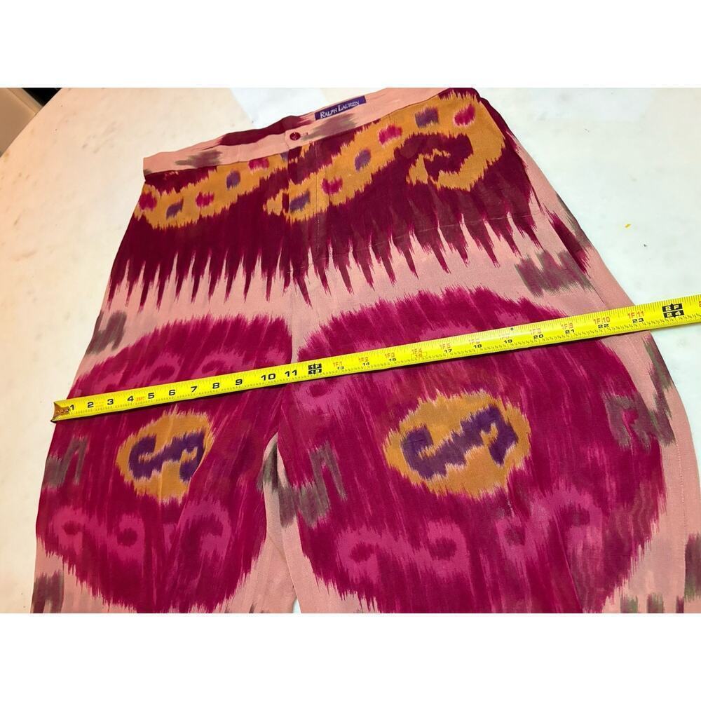 Vintage Ralph Lauren Purple Label Wide Leg Silk Pants ikat Printed 1990s Runway - Picture 12 of 16